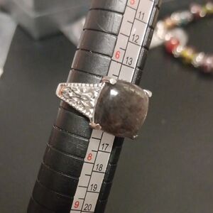 Golden Sheen Moonstone Solitaire Ring in Stainless Steel 7.15 ctw